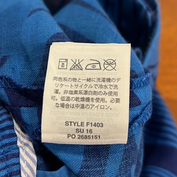 J.Crew blue linen tropical palm shorts size 4 - Picture 7 of 8